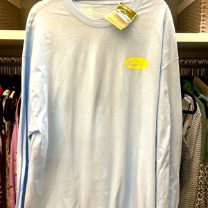 Men’s Drake Long-sleeve T-Shirt Light Blue with Yellow Decal in 2X